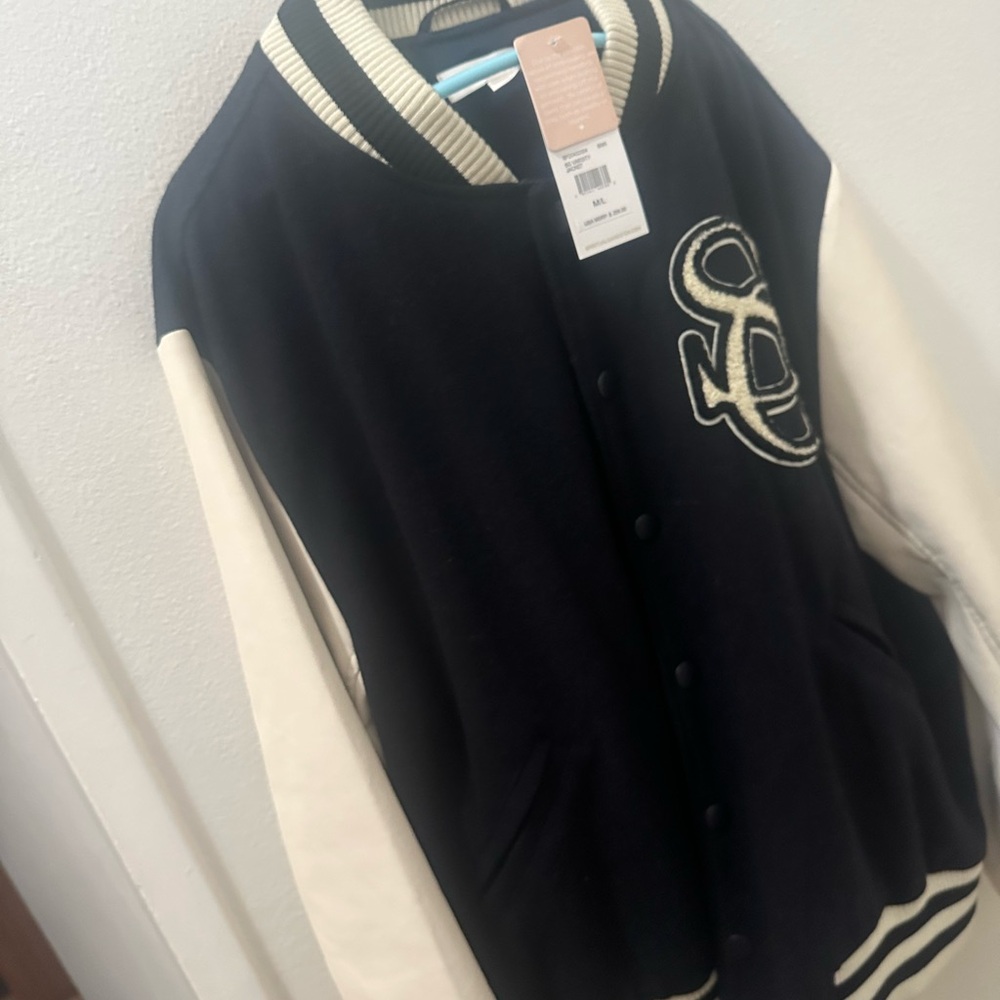 Black and Cream Varsity Jacket